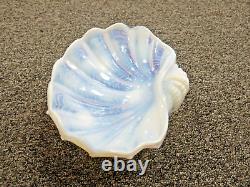 Vintage Art Deco 1930s Opalescent Iridescent Glass Clam Shell Bowl 9.5 RARE