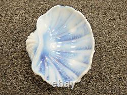 Vintage Art Deco 1930s Opalescent Iridescent Glass Clam Shell Bowl 9.5 RARE
