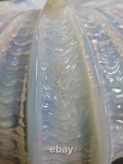 Vintage Art Deco 1930s Opalescent Iridescent Glass Clam Shell Bowl 9.5 RARE