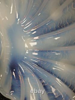 Vintage Art Deco 1930s Opalescent Iridescent Glass Clam Shell Bowl 9.5 RARE