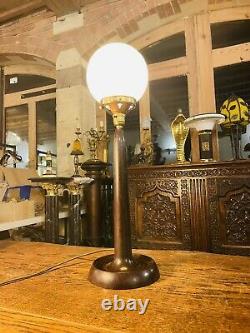 Vintage Art Deco Bakelite & Opaline Glass Globe Table Lamp