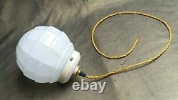 Vintage Art Deco C-1930s Schoolhouse Opaline Milk Glass Pendant Light