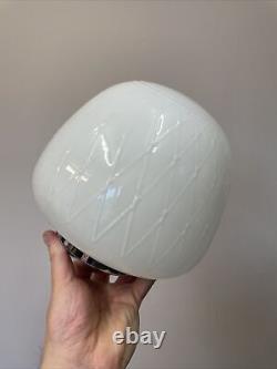 Vintage Art Deco Opaline Glass Ceiling Pendant Light Shade Chrome Gallery B132