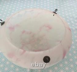 Vintage Art Deco White Pink 30's Glass Fly Catcher Ceiling Pendant Lampshade