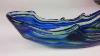 Vintage Art Glass Free Form Planter Blue Green U0026 Amber Swirl Pattern
