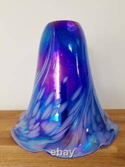 Vintage Art Nouveau Glass Lampshade Blue & Pink Iridescent Glass Chimney 18cm