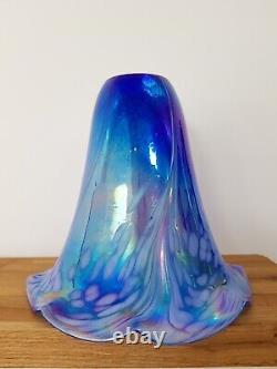 Vintage Art Nouveau Glass Lampshade Blue & Pink Iridescent Glass Chimney 18cm