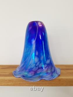 Vintage Art Nouveau Glass Lampshade Blue & Pink Iridescent Glass Chimney 18cm