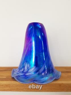 Vintage Art Nouveau Glass Lampshade Blue & Pink Iridescent Glass Chimney 18cm