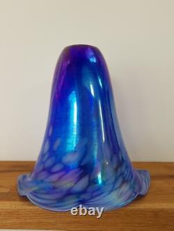 Vintage Art Nouveau Glass Lampshade Blue & Pink Iridescent Glass Chimney 18cm
