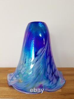 Vintage Art Nouveau Glass Lampshade Blue & Pink Iridescent Glass Chimney 18cm