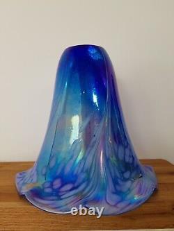 Vintage Art Nouveau Glass Lampshade Blue & Pink Iridescent Glass Chimney 18cm