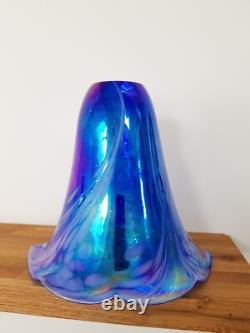 Vintage Art Nouveau Glass Lampshade Blue & Pink Iridescent Glass Chimney 18cm