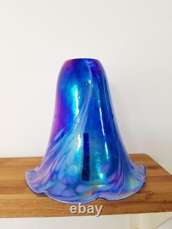 Vintage Art Nouveau Glass Lampshade Blue & Pink Iridescent Glass Chimney 18cm