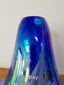 Vintage Art Nouveau Glass Lampshade Blue & Pink Iridescent Glass Chimney 18cm