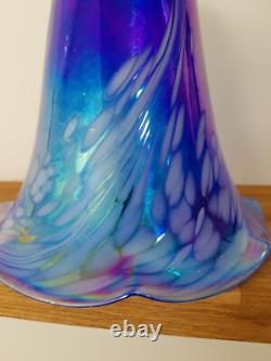 Vintage Art Nouveau Glass Lampshade Blue & Pink Iridescent Glass Chimney 18cm