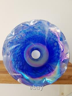 Vintage Art Nouveau Glass Lampshade Blue & Pink Iridescent Glass Chimney 18cm