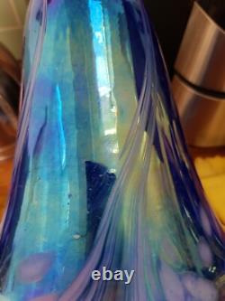 Vintage Art Nouveau Glass Lampshade Blue & Pink Iridescent Glass Chimney 18cm
