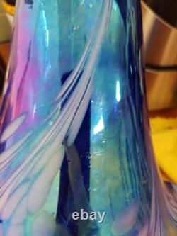 Vintage Art Nouveau Glass Lampshade Blue & Pink Iridescent Glass Chimney 18cm