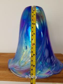 Vintage Art Nouveau Glass Lampshade Blue & Pink Iridescent Glass Chimney 18cm
