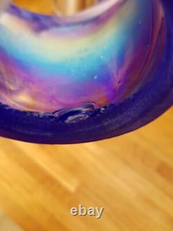 Vintage Art Nouveau Glass Lampshade Blue & Pink Iridescent Glass Chimney 18cm
