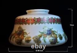 Vintage Art deco School house hand painted Opaline glass pendant light C-1930s