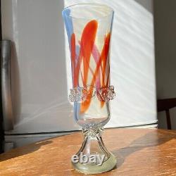 Vintage Art glass Vase Murano sculpture vase Opalescent Blown Glass