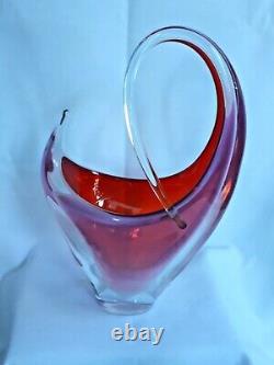 Vintage Arte Nuova Murano glass Opalescent Pink Basket