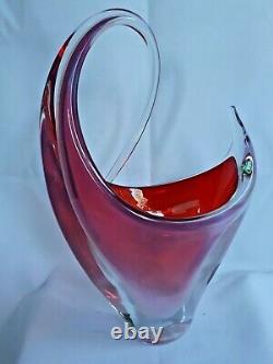 Vintage Arte Nuova Murano glass Opalescent Pink Basket