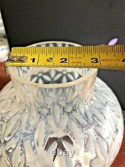 Vintage Brass Genie Lamp Fenton Snowflake Glass Shade Rare Opalescent Ruffled