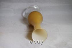 Vintage Butterscotch Cased Opaline Vase Italy Empoli 70s Clear Base 23,5cm 9.2in