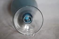 Vintage Cased Blue Opaline Glass Footed Vase Italy Empoli 70s 9.44in Space Age