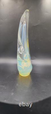 Vintage Charles Wright Opalescent Veiled Art Glass Double Vase Flawed
