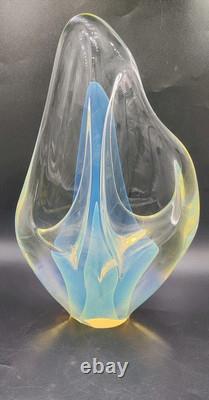 Vintage Charles Wright Opalescent Veiled Art Glass Double Vase Flawed