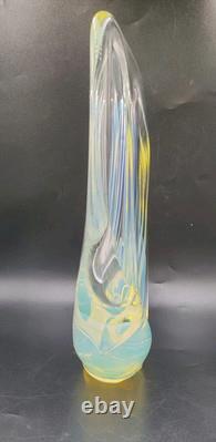 Vintage Charles Wright Opalescent Veiled Art Glass Double Vase Flawed