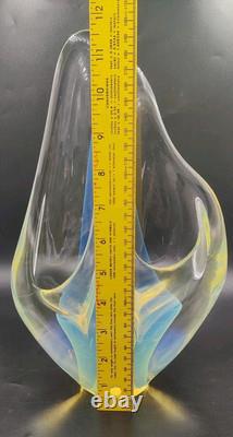 Vintage Charles Wright Opalescent Veiled Art Glass Double Vase Flawed