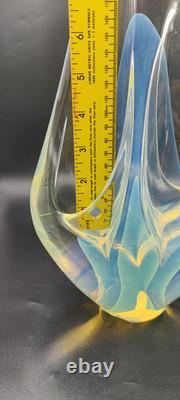 Vintage Charles Wright Opalescent Veiled Art Glass Double Vase Flawed