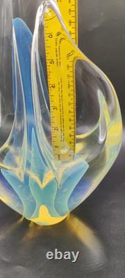 Vintage Charles Wright Opalescent Veiled Art Glass Double Vase Flawed