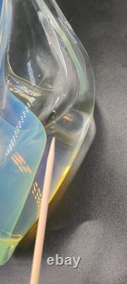 Vintage Charles Wright Opalescent Veiled Art Glass Double Vase Flawed