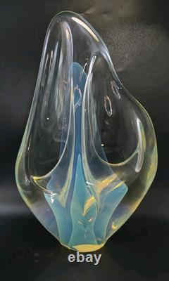 Vintage Charles Wright Opalescent Veiled Art Glass Double Vase Flawed