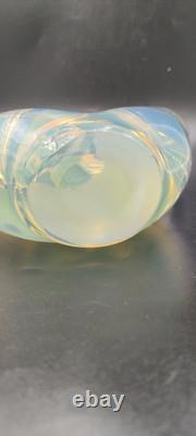 Vintage Charles Wright Opalescent Veiled Art Glass Double Vase Flawed