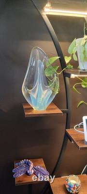 Vintage Charles Wright Opalescent Veiled Art Glass Double Vase Flawed