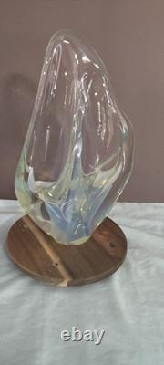 Vintage Charles Wright Opalescent Veiled Art Glass Double Vase Flawed