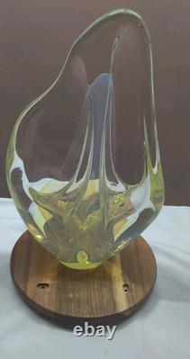 Vintage Charles Wright Opalescent Veiled Art Glass Double Vase Flawed
