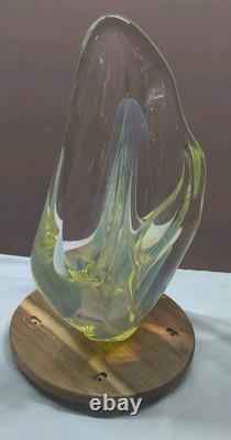 Vintage Charles Wright Opalescent Veiled Art Glass Double Vase Flawed