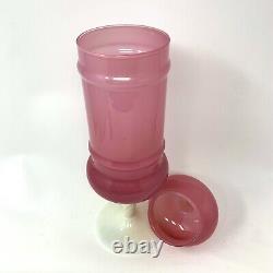 Vintage Empoli Rose Pink Opaline Cased Glass Apothecary Jar Pedestal Finial 16