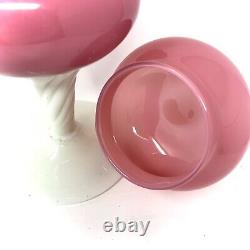 Vintage Empoli Rose Pink Opaline Cased Glass Apothecary Jar Pedestal Finial 16