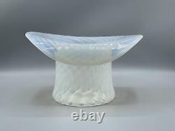 Vintage FENTON Art Glass French Opalescent TOP HAT WHITE SWIRL SPIRAL Vase LARGE