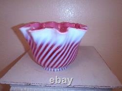 Vintage FENTON Electric Lamp Cranberry Opalescent Swirl WithCast Iron Sconce
