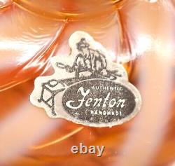 Vintage Fenton Art Glass Cameo Amber Opalescent Swirl Pitcher & Covered Jar